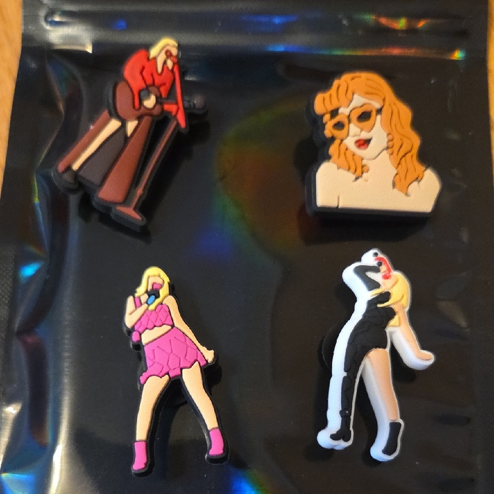 Croc Tidbitz Charms Taylor Swift Set Of 5 Colorful Pop Star Enamel